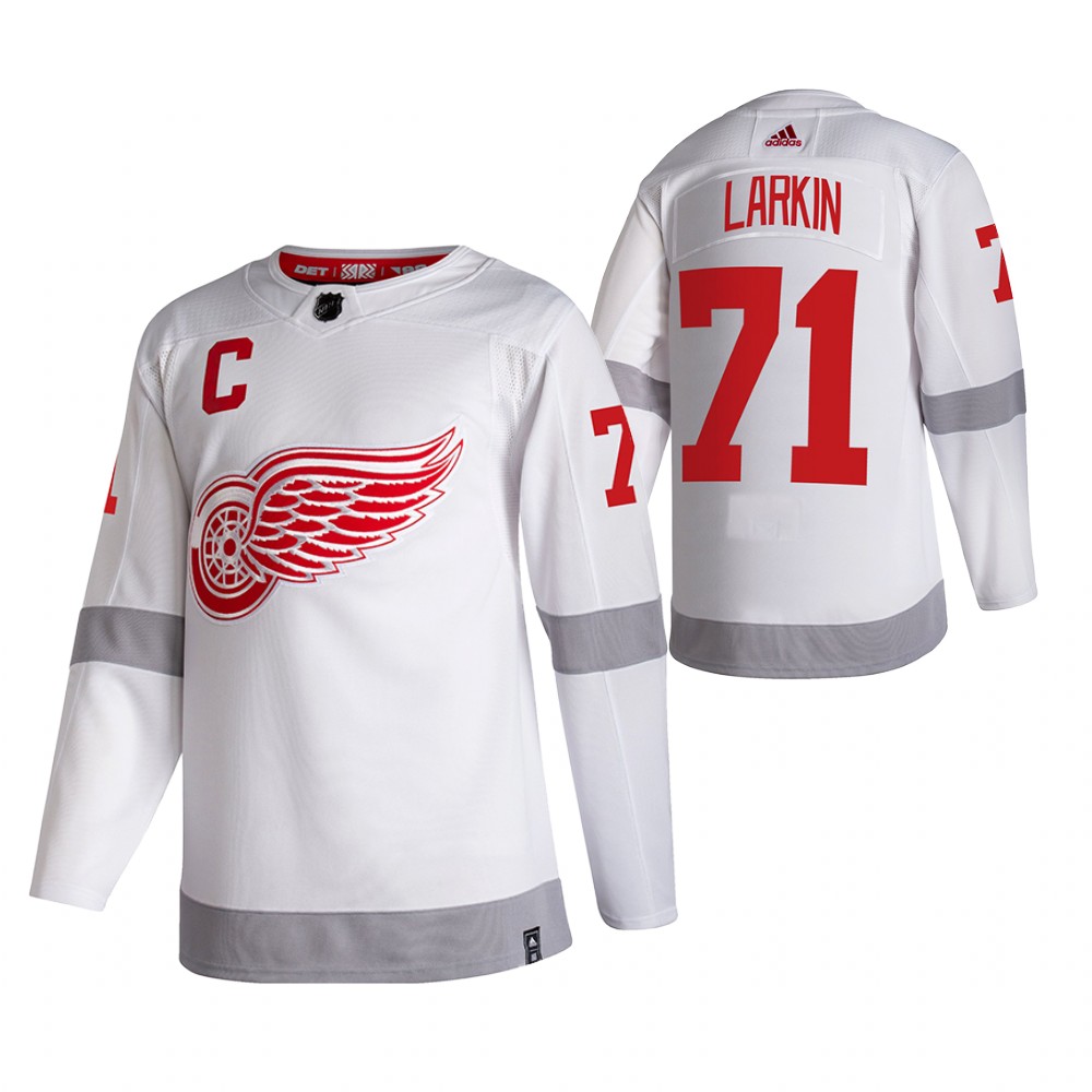 2021 Adidias Detroit Red Wings #71 Dylan Larkin White Men Reverse Retro Alternate NHL Jersey->detroit red wings->NHL Jersey